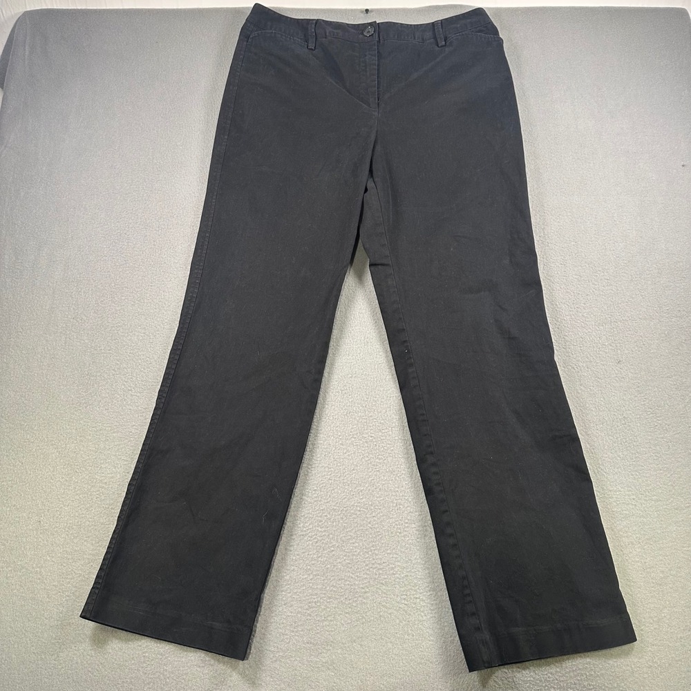 Talbots Stretch Black Chino Pants Womens 12 Straight Leg Cotton Blend Casual